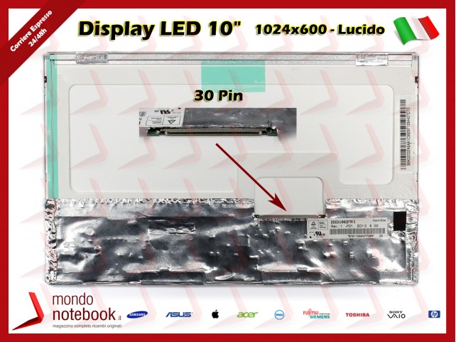 Display LED 10" (1024x600) WSVGA 30 Pin DX (LUCIDO)