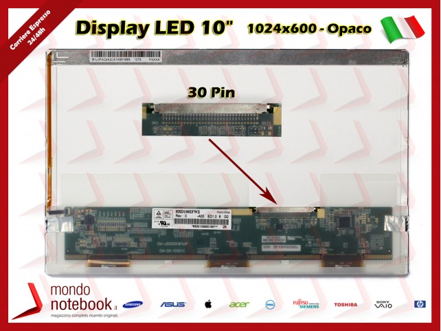 Display LED 10" (1024x600) WSVGA 30 Pin DX (OPACO)