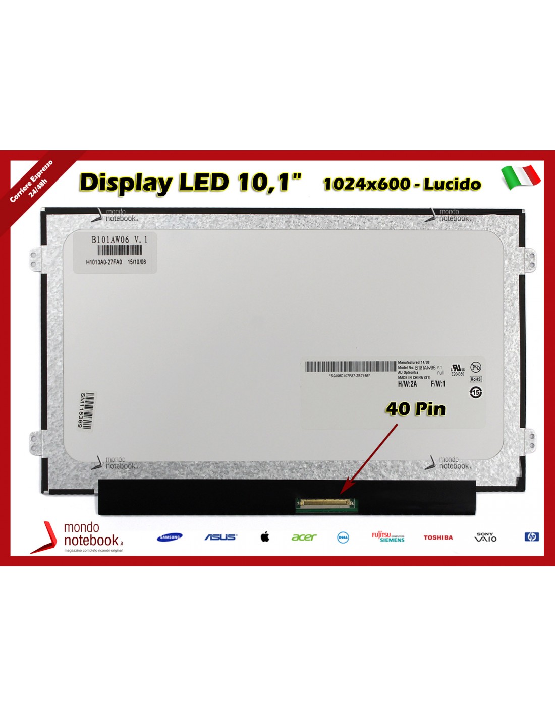 10.1 ''nuovo LCD a 40 pin pollici con schermo digitalizzatore