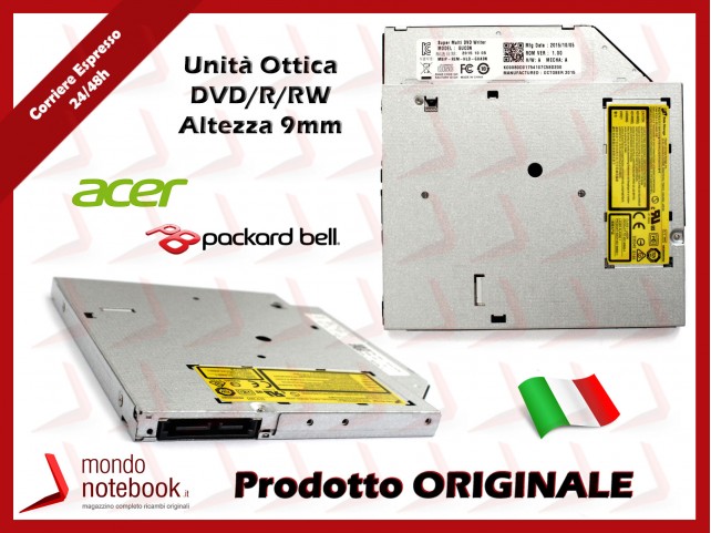 Masterizzatore Unità Ottica DVD/R/RW per Notebook 9mm 8X (SATA)
