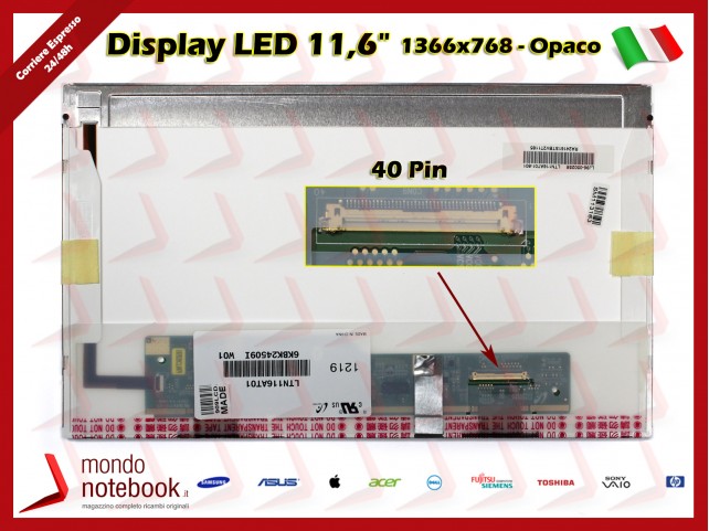 Display LED 11,6" (1366x768) WXGA HD 40 Pin DX (OPACO)