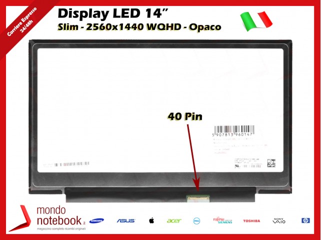 Display LED 14" (2560x1440) WQHD SLIM 40 Pin eDP DX (OPACO) IPS - No Bracket