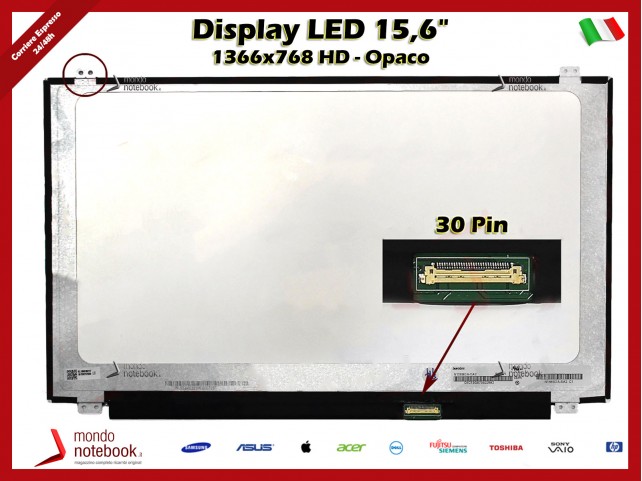 Display LED 15,6" (1366x768) WXGA HD (BRACKET SUP E INF) 30 Pin DX (OPACO)