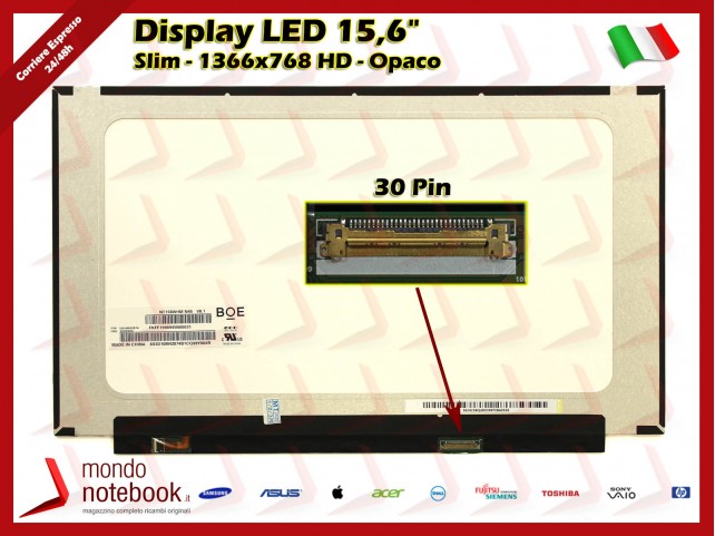 Display LED 15,6" (1366x768) WXGA HD (NO BRACKET) 30 Pin DX (OPACO)
