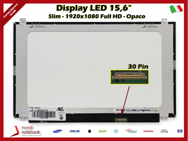 Display LED 15,6" (1920x1080) FHD (BRACKET SUP E INF) 30 Pin DX (OPACO) IPS Bordless