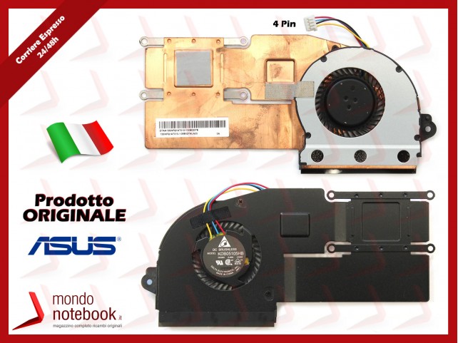 Dissipatore e Ventola Heatsink Fan CPU ASUS S200E X202E X201E X200E (Versione 1) (Rigenerato)