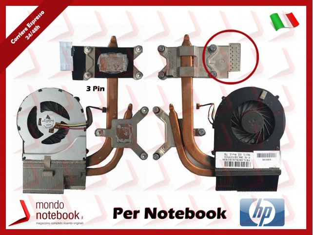 Dissipatore e Ventola Heatsink Fan CPU HP DV6-3000 DV7-4000 (per Intel) Versione 2