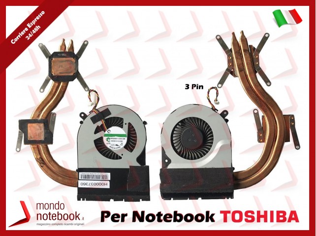 Dissipatore e Ventola Heatsink Fan CPU TOSHIBA Satellite C850 C855 C875 C870 L850 L870 C55-A-15 (Versione 2)