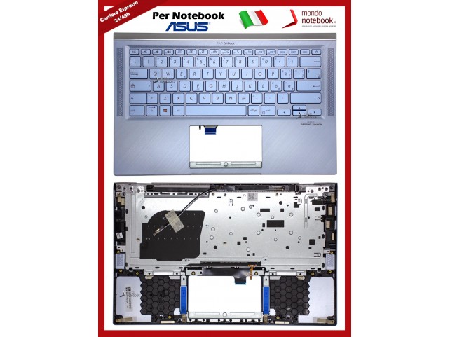 Tastiera con Top Case ASUS UM431 UM431D UX431 UX431DA Silvery Blue Retroilluminata