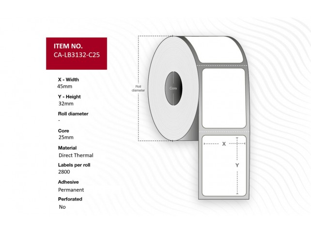 Capture Label 45 x 32mm Core 25mm  Direct Thermal, Coated,