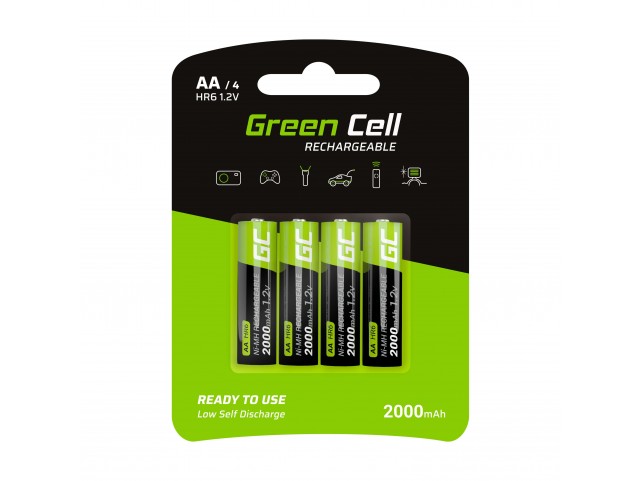 Green Cell 4x Batteria Ricaricabile AA HR6 2000mAh