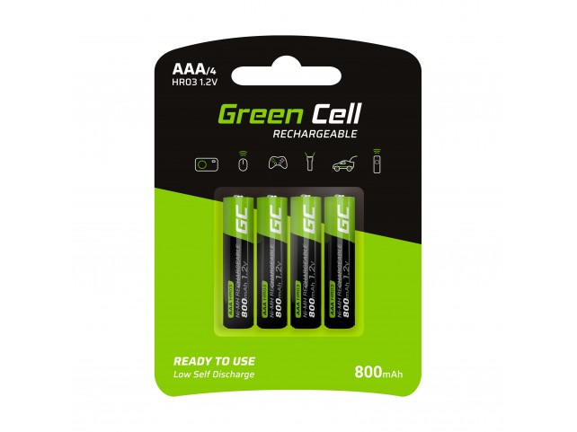 Green Cell 4x Batteria Ricaricabile AAA HR03 800mAh