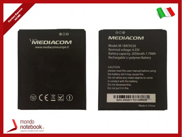 BATTERIA ORIGINALE MEDIACOM PHONEPAD DUO X520U M-PPAX520U M-PPBX520U M-1BATX520