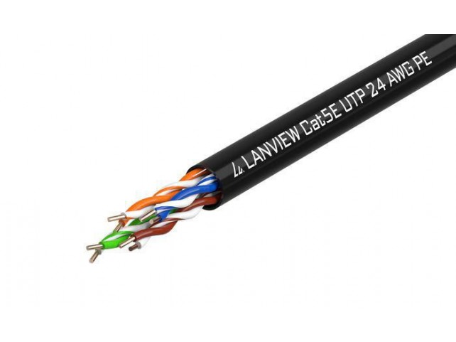 Lanview Cat5e U-UTP Network Cable  4x2xAWG24 Black PE 305m