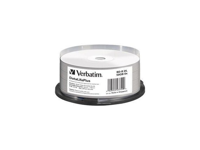 Verbatim BD-R DL 50GB 6X 25 pack  w. inkjet print., spindle