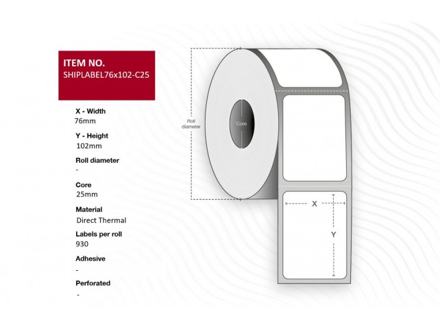 Capture Ship-label 76 x 102mm, Core  25mm. Direct Thermal, 930