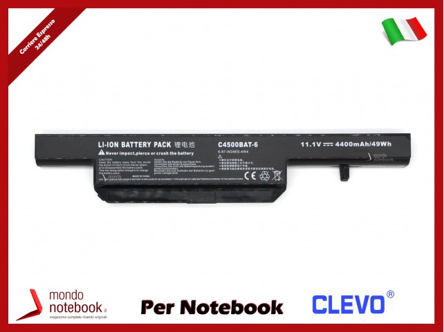 Batteria Alta Qualità Clevo C4500 BAT-6 11.1V 4400 mAh 6-87-C480S-4P4 W240BAT-6