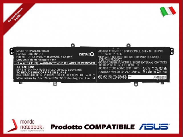 Batteria PowerQ per Asus BR1100CKA 3500 mAh 11.55V P/N 0B200-03760000 Nero