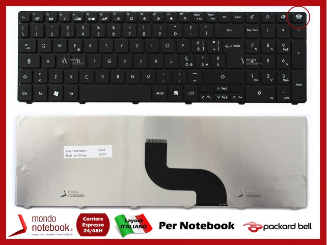Tastiera Notebook PACKARD BELL Easynote TK11 TK36 TK37 TK81 TK85 (Tasti ad Isola)