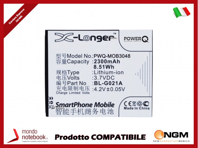 Batteria PowerQ per NGM Forward Infinity 2300mAh 3.7V P/N BL-G021A