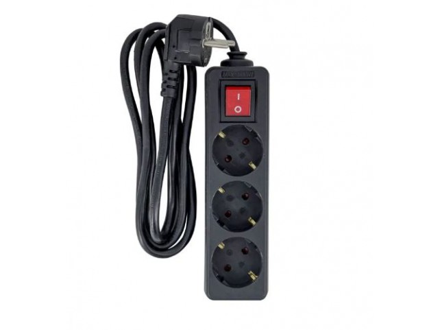 MicroConnect 3-way Schuko Socket on/off  switch 1.5M Black
