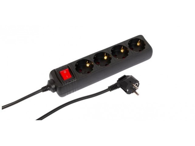 MicroConnect 4-way Schuko Socket on/off  switch 3M Black