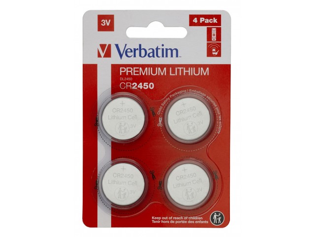 LITHIUM BATTERY CR2450 3V 4  PACK CR2450, Single-use