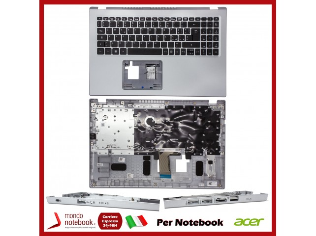 Tastiera con Top Case ACER Aspire A515-56 A115-32 A315-35 A315-58 (Silver) Vers. senza porta Type-C