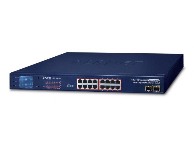 Planet 16-Port 10/100/1000T 802.3at  PoE + 2-P 1000X SFP Gigabit