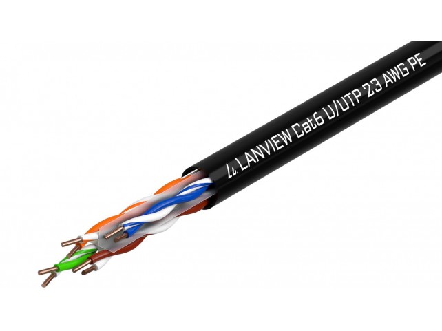 Lanview Cat6 U-UTP Network Cable  4x2xAWG23 PE black 305m Box