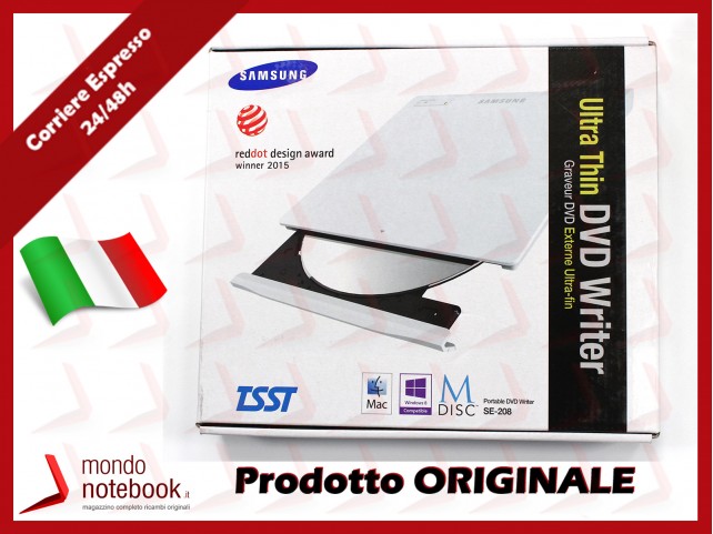 Masterizzatore Unità Ottica DVD/R/RW Samsung Slim SE-208GB USB 2.0 (Esterno) BIANCO