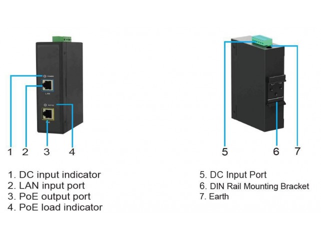 MicroConnect 30W 802.3af/at PoE Injector  12-48V, 50-60Hz, 55V DC,