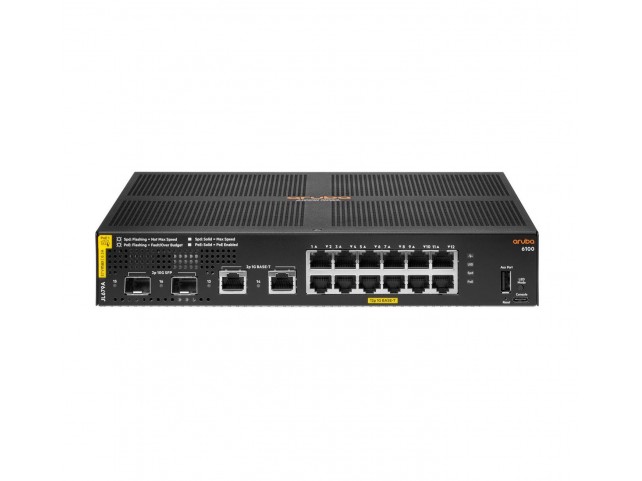 Hewlett Packard Enterprise ARUBA 6100 12G CL4 2SFP+  Aruba 6100 12G Class4 PoE