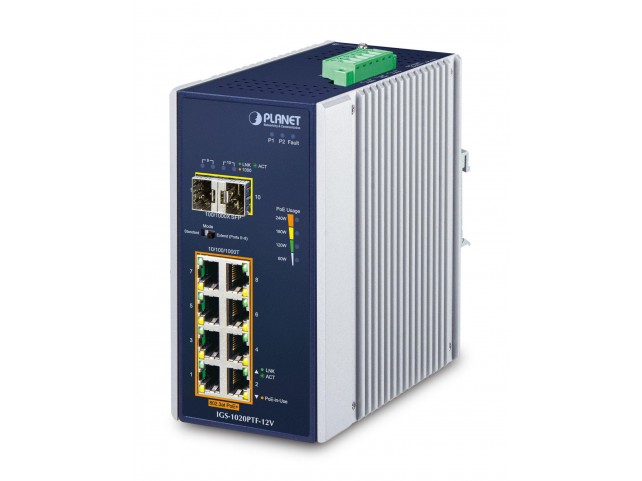 Planet IP30 Ind 8-P 10/100/1000T  802.3at PoE + 2-Port 100/1000X