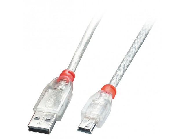 Lindy 5m USB 2.0 Type A to Mini-B  Cable, transparent, 5m