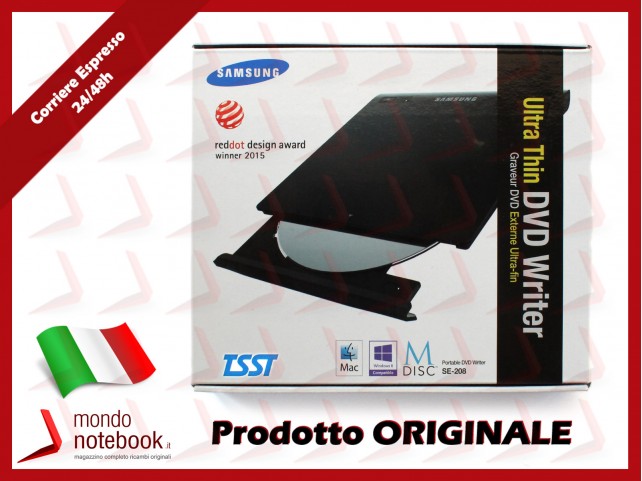 Masterizzatore Unità Ottica DVD/R/RW Samsung Slim SE-208GB USB 2.0 (Esterno) NERO