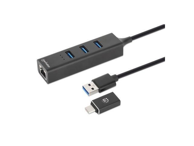 Manhattan USB-C USB-A Combo Dock/Hub  Ports (4): Ethernet and USB-A