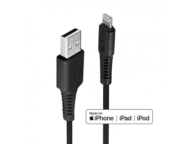 Lindy 0.5m USB Type A to Lightning  Cable, Black