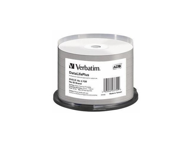 Verbatim DVD-R AZO 4.7GB 16X DL+ WHITE  WIDE THERMAL PRINTABLE