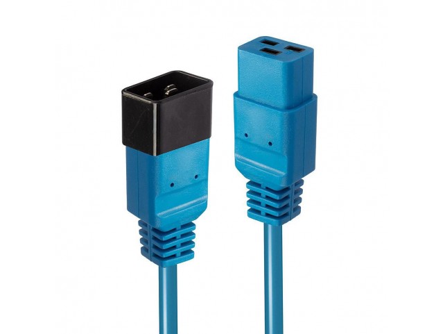 Lindy 3m C20 to C19 Mains Extension  Cable lead free blue