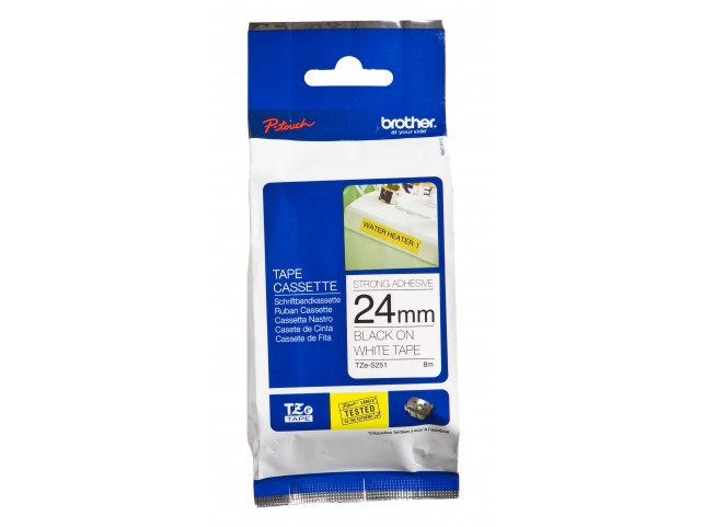 Brother TZES251  24MM BLACK ON WHITE  STRONG ADHE - MOQ 25 Extra