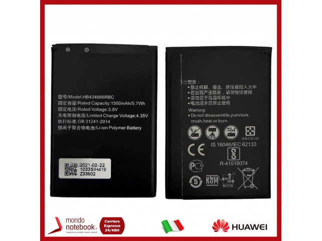 BATTERIA HB434666RBC PER HUAWEI POCKETCUBE H3G MODEM ROUTER TRE 1500 MAh