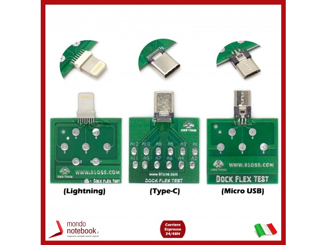 Dock Flex Test Tester per Smartphone iPhone U2 e Android strumento di Test facile (Micro USB, Type-C