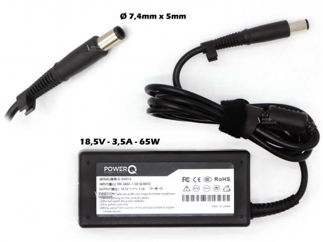 Alimentatore PowerQ per HP 65W 18,5V 3,5A (7,4mm x 5mm)
