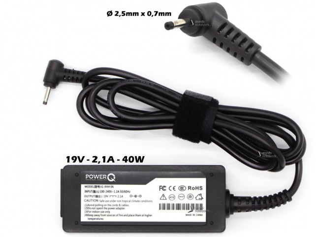 Alimentatore PowerQ per ASUS 40W 19V 2,1A (2,5mm x 0,7mm)