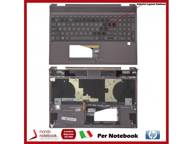 Tastiera con Top Case HP 15-DF 15-DF0006NL Con Adesivi Layout ITALIANO