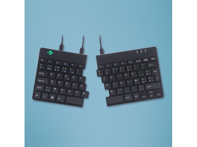 R-Go Tools Split Keyboard (BE) black  AZERTY wired. Windows Linux