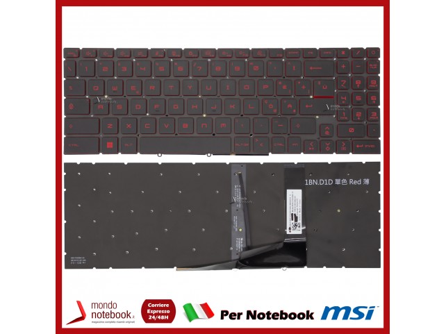 Tastiera Notebook MSI KATANA GF66 11SC 11UC 11UD 11UE 11UG Italiana RETROILLUMINATA