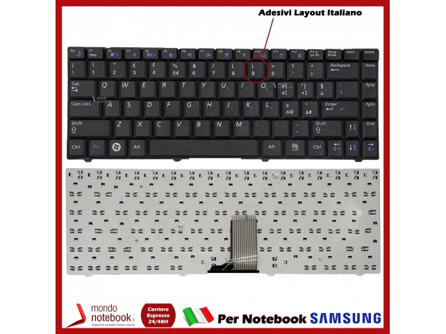 Tastiera Notebook SAMSUNG R515 R518 R519 (NERA) con ADESIVI LAYOUT ITA