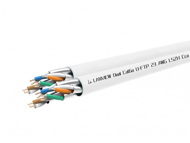 Lanview Cat6a U-FTP Dual Network  Cable 4x2xAWG23 LSZH white